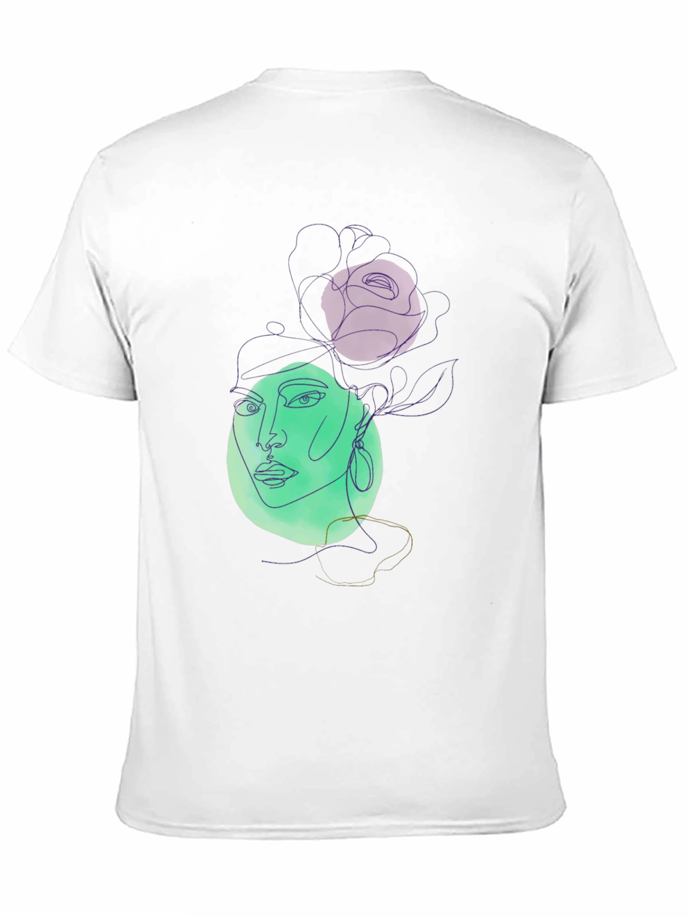 Abstract Line Art Womans Face Black T-Shirt