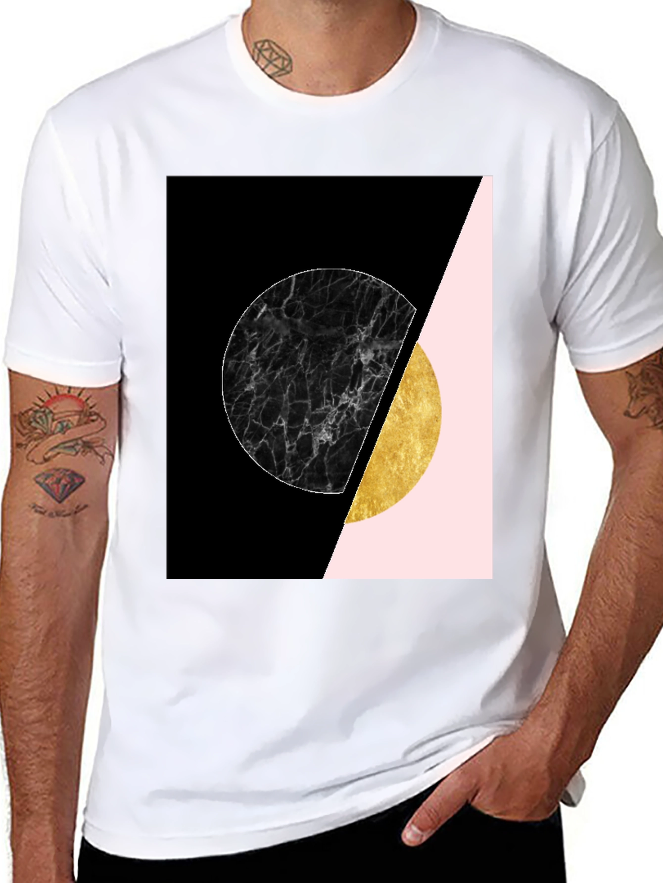 Geometric Circle Print Tee - Stylish Graphic T-Shirt