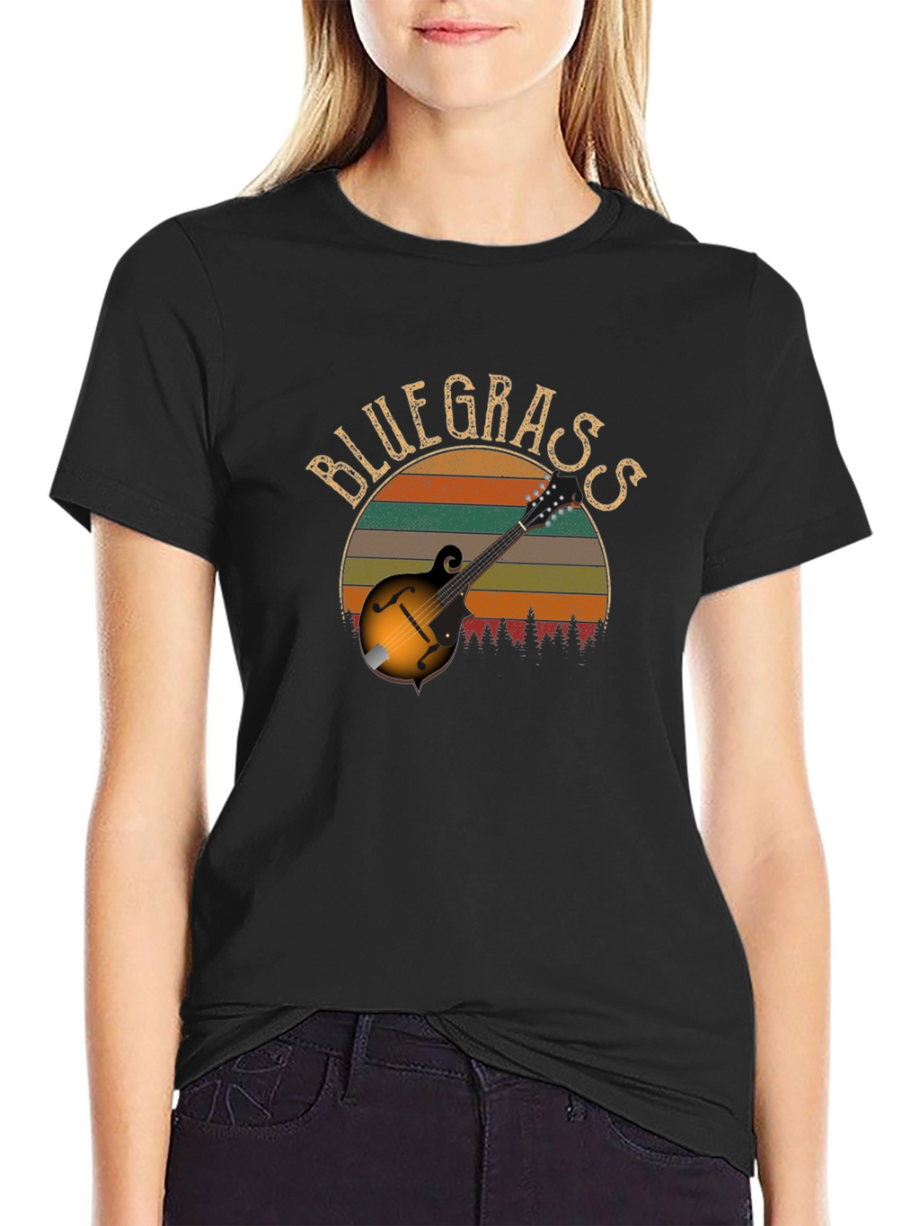 Bluegrass Mandolin Retro Sunset T-Shirt