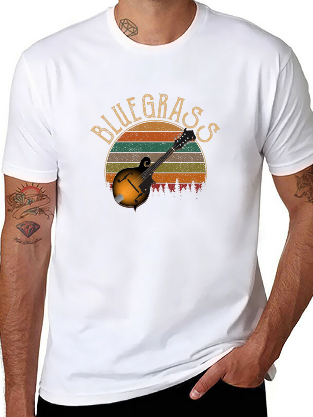 Bluegrass Mandolin Retro Sunset T-Shirt