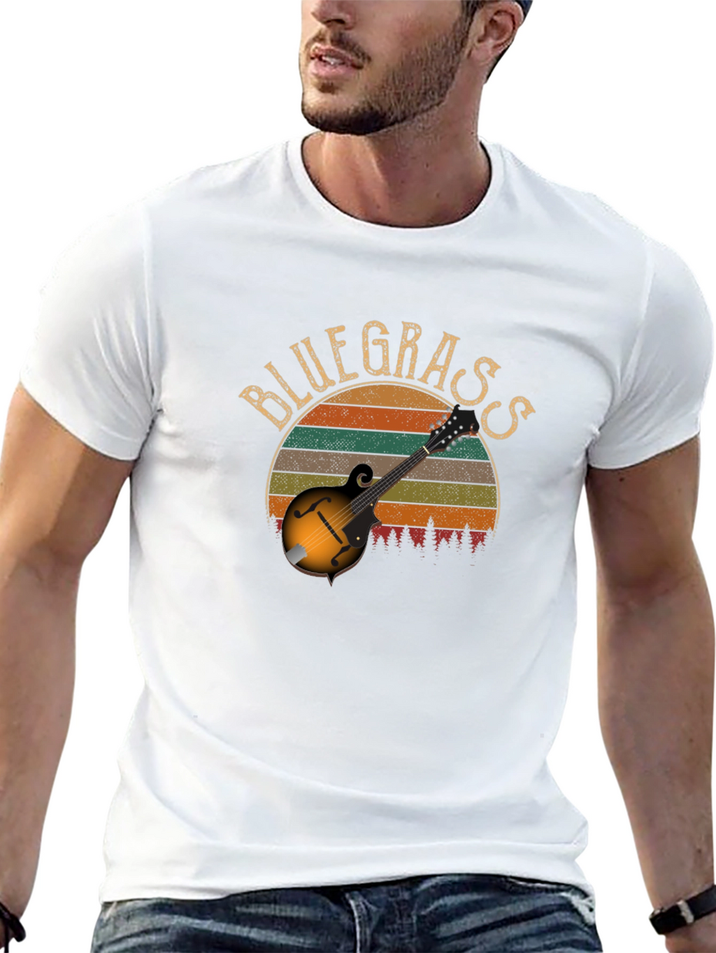 Bluegrass Mandolin Retro Sunset T-Shirt