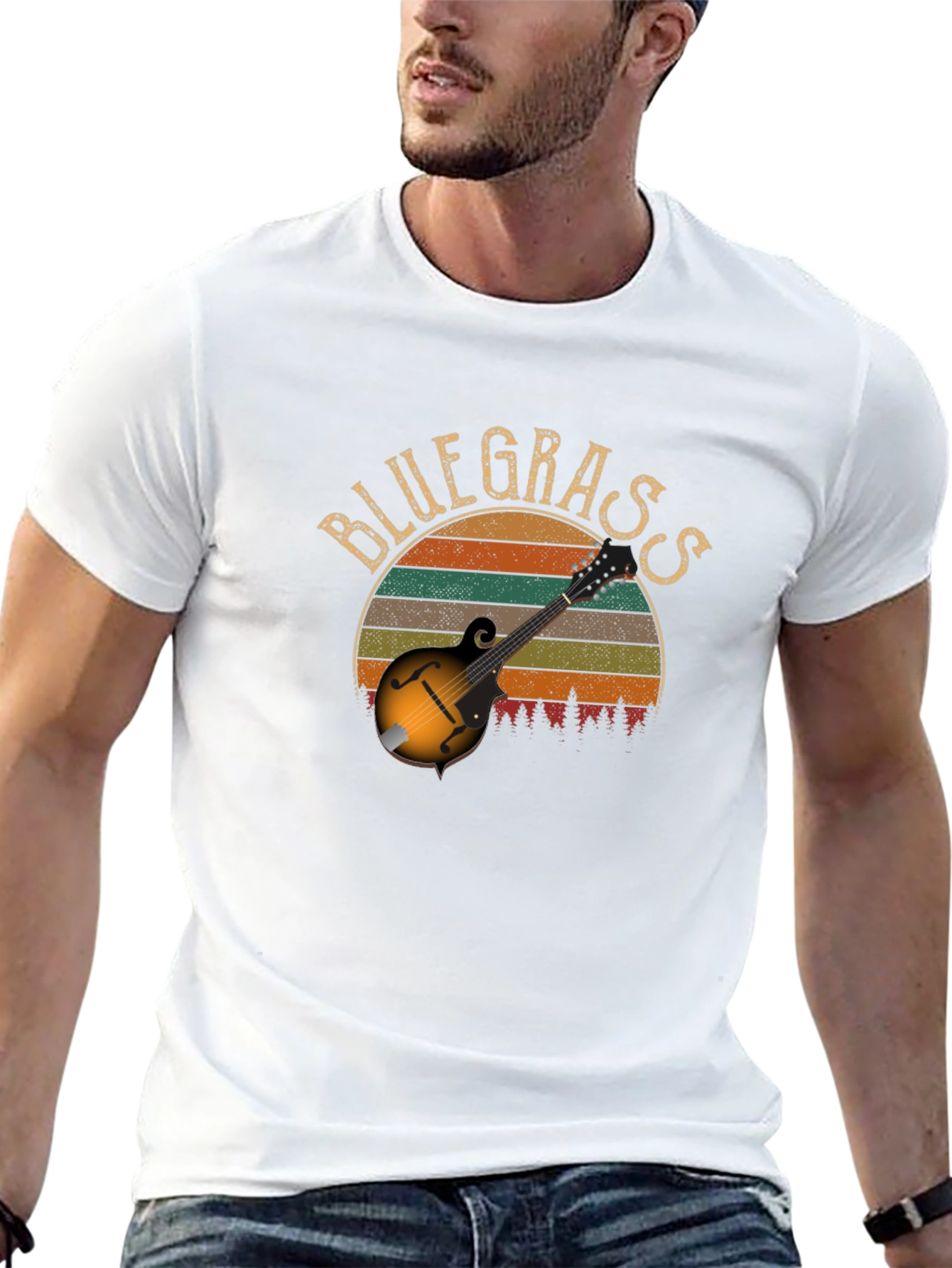 Bluegrass Mandolin Retro Sunset T-Shirt