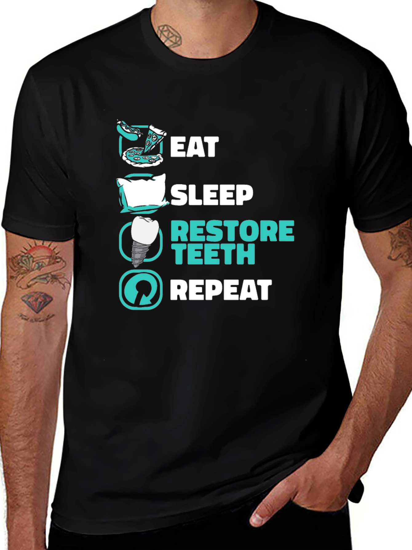 Eat Sleep Restore Teeth Repeat T-Shirt