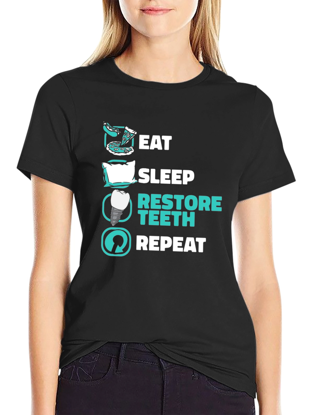 Eat Sleep Restore Teeth Repeat T-Shirt