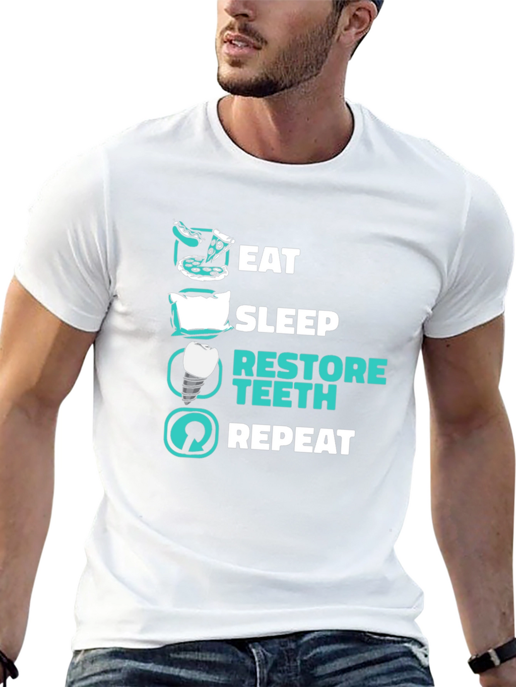Eat Sleep Restore Teeth Repeat T-Shirt