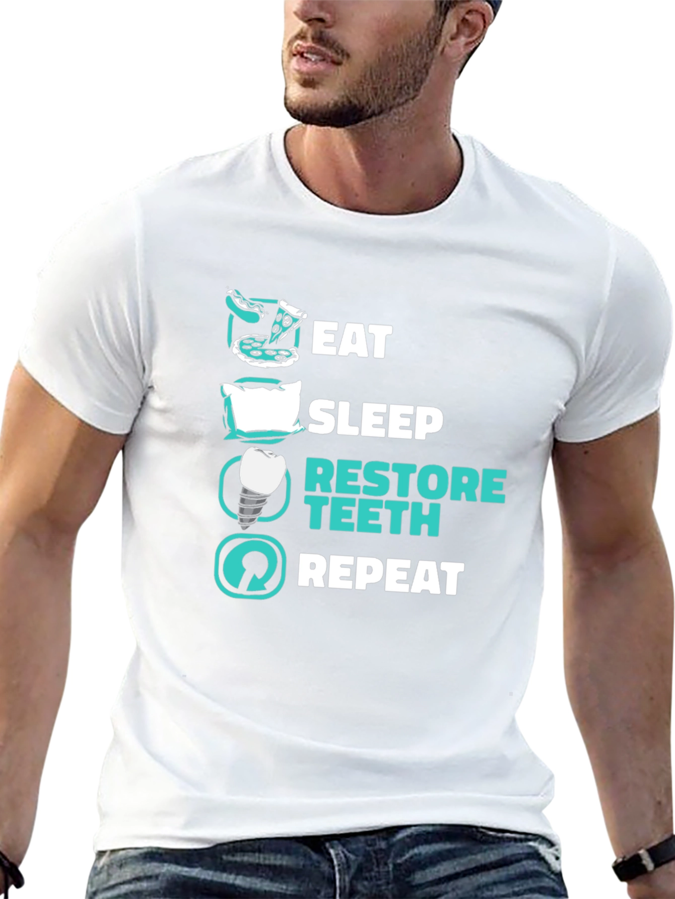 Eat Sleep Restore Teeth Repeat T-Shirt