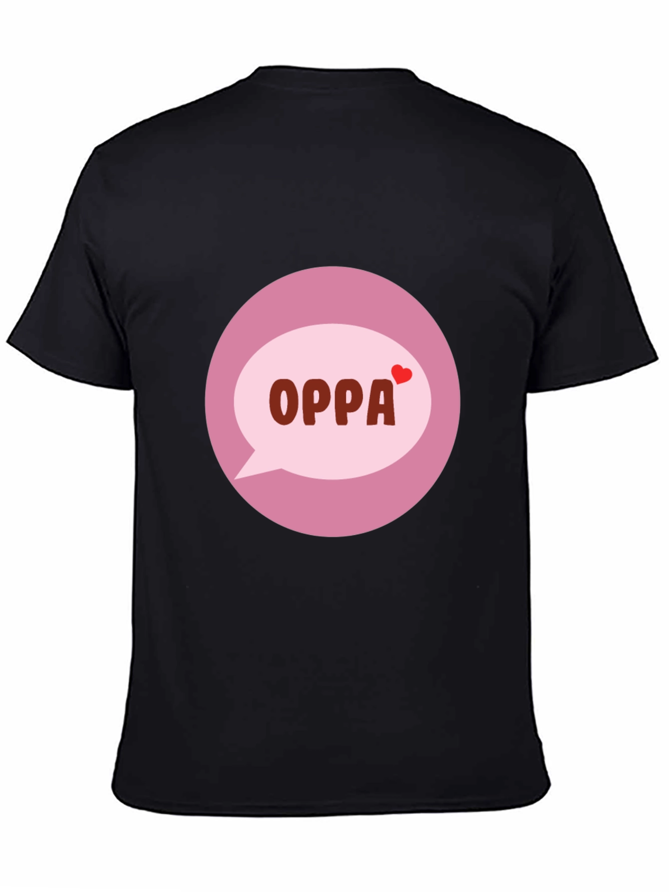 Trendy Black T-Shirt with OPPA Speech Bubble Graphic