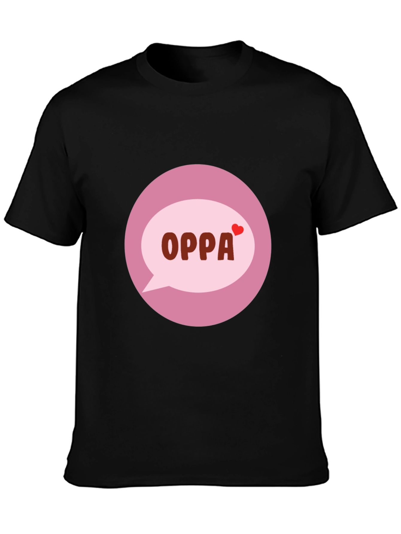 Trendy Black T-Shirt with OPPA Speech Bubble Graphic
