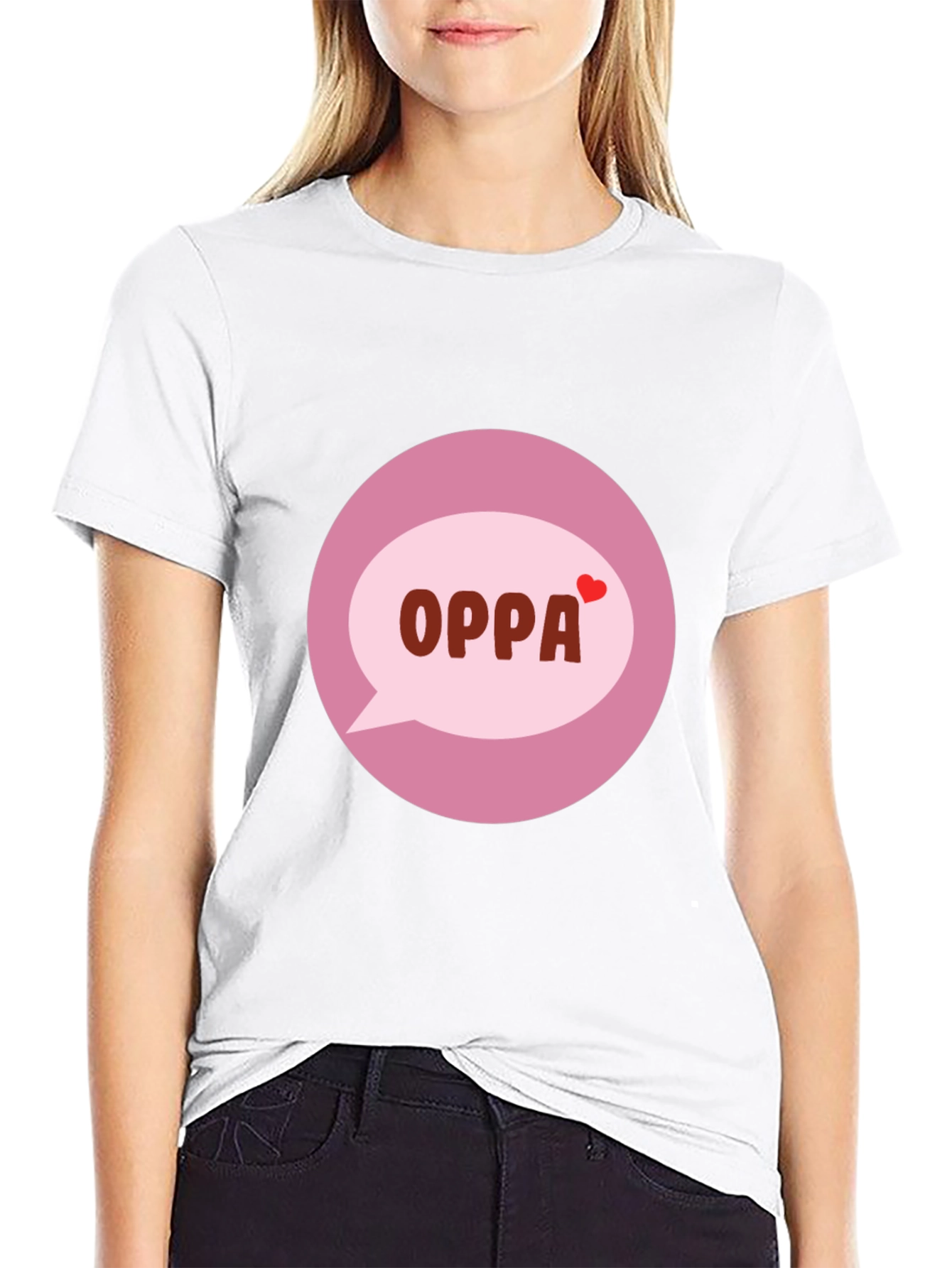 Trendy Black T-Shirt with OPPA Speech Bubble Graphic