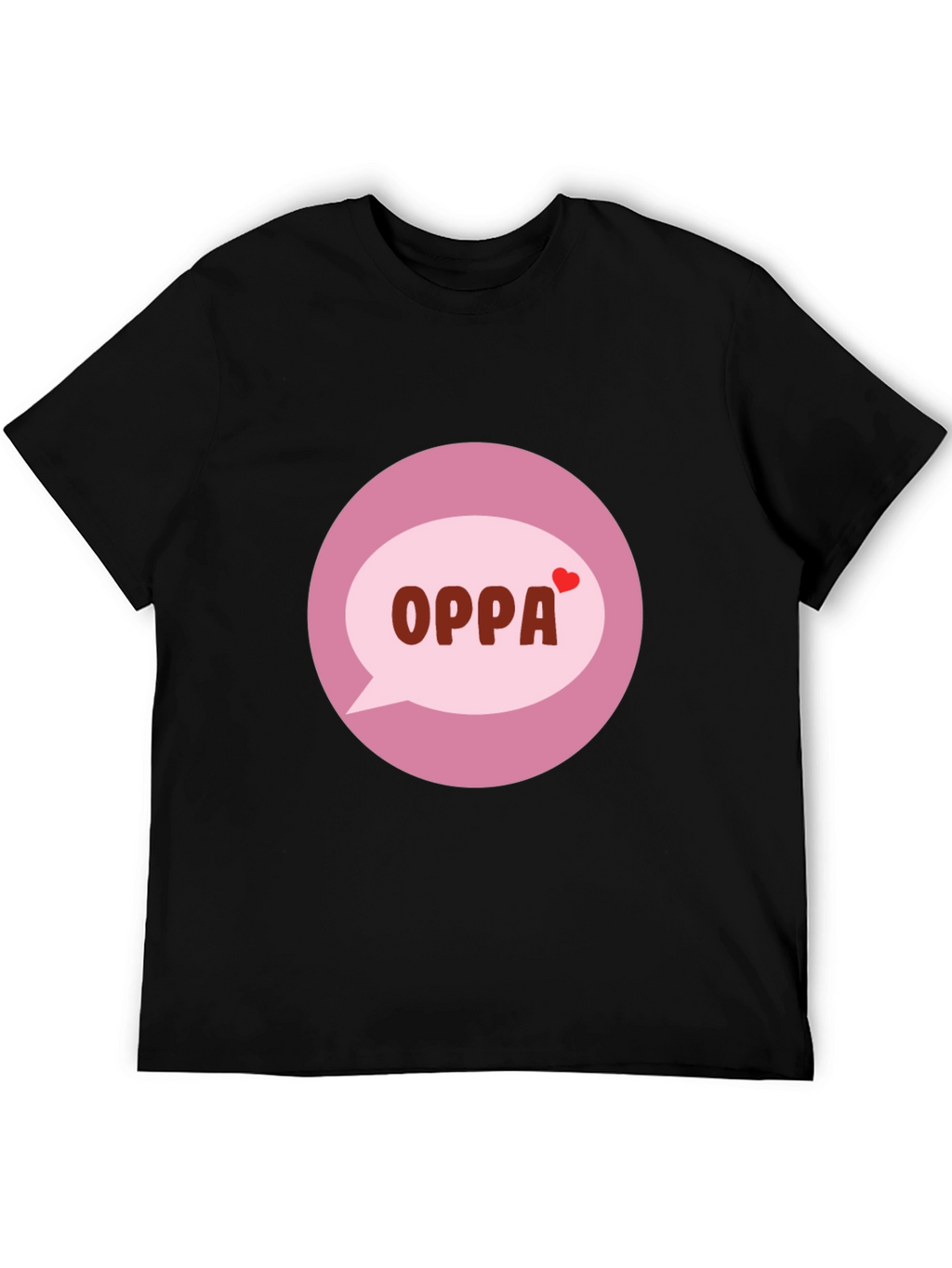 Trendy Black T-Shirt with OPPA Speech Bubble Graphic