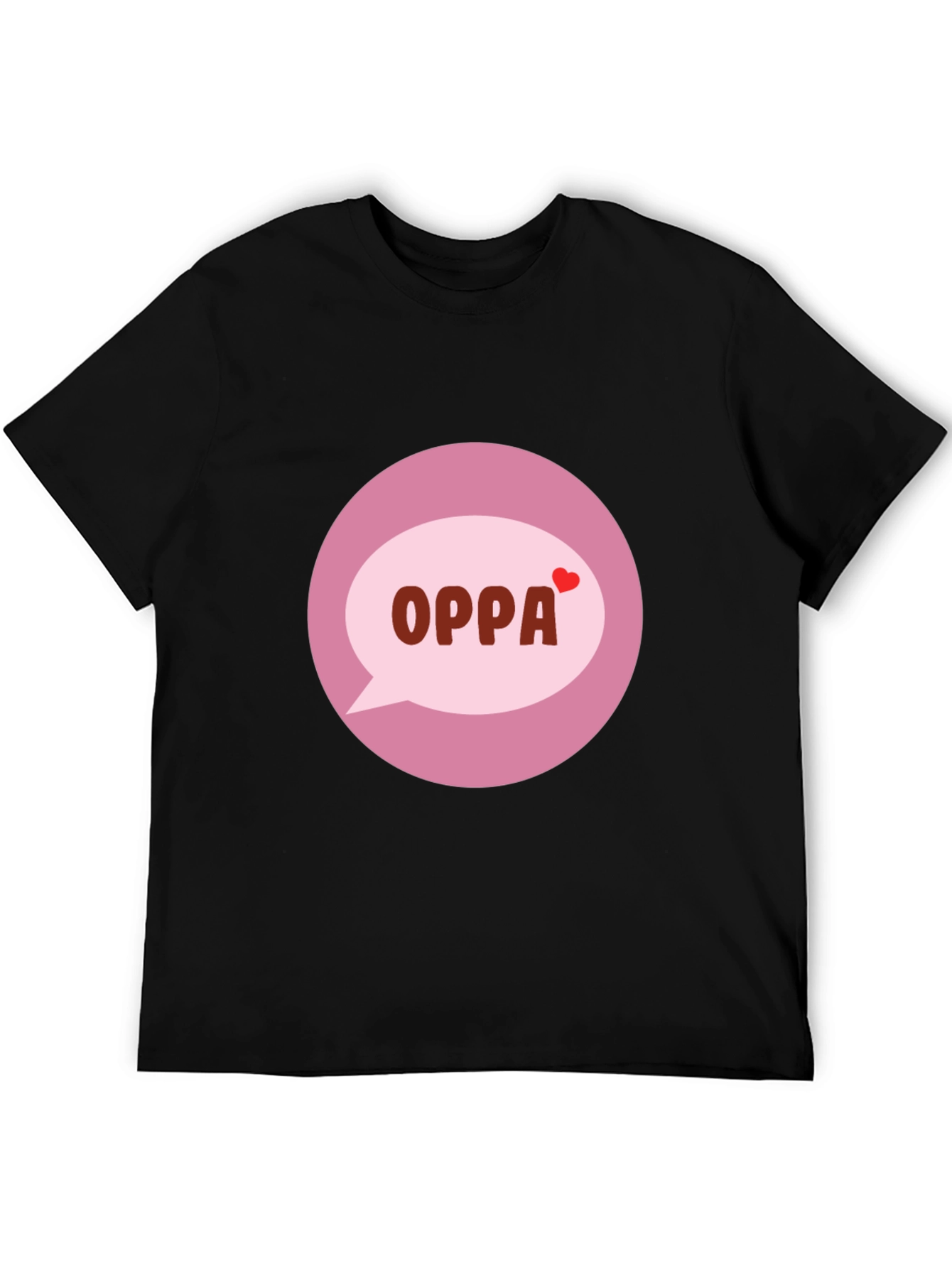 Trendy Black T-Shirt with OPPA Speech Bubble Graphic