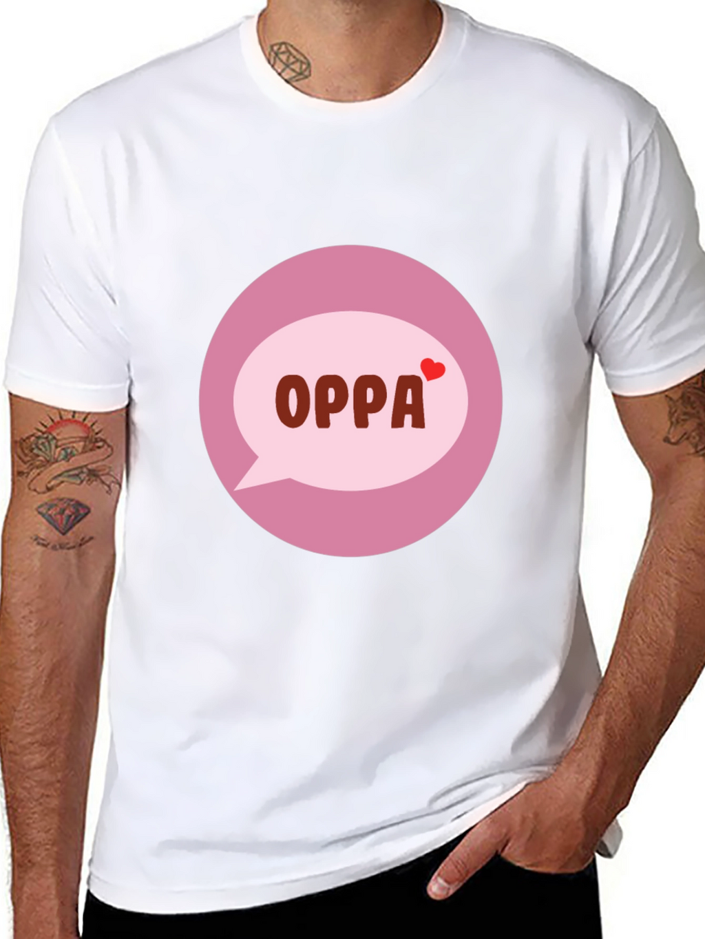 Trendy Black T-Shirt with OPPA Speech Bubble Graphic