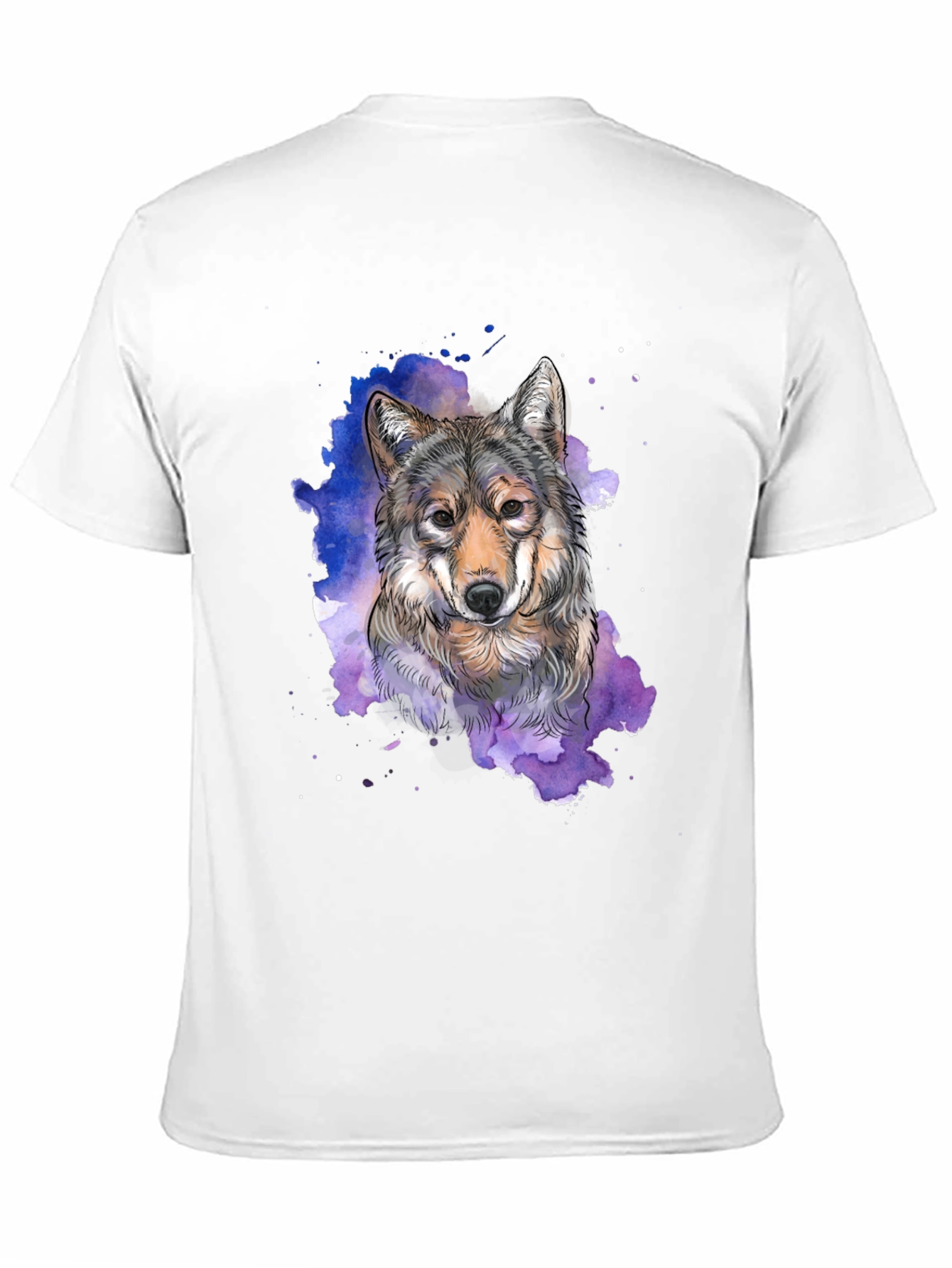 Wolf Watercolor Graphic Print T-Shirt