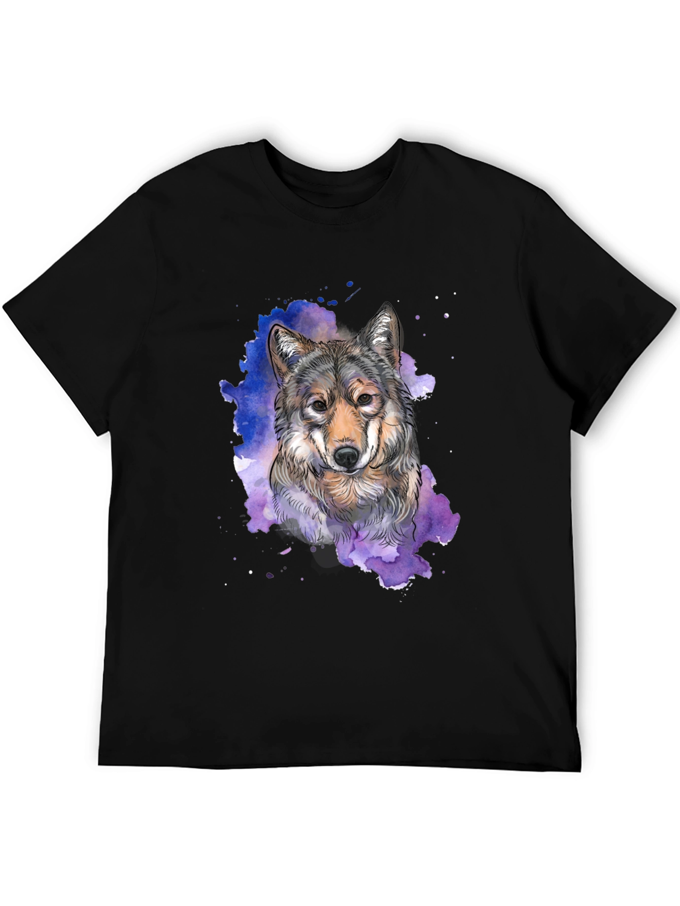 Wolf Watercolor Graphic Print T-Shirt