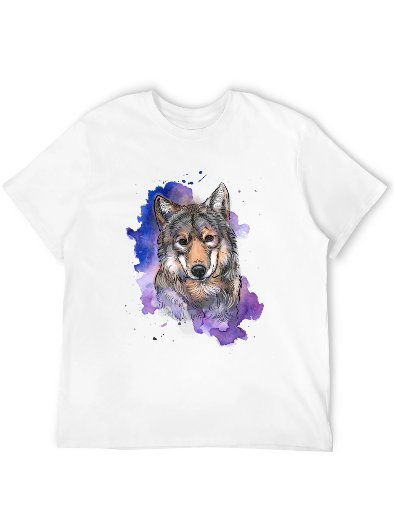 Wolf Watercolor Graphic Print T-Shirt