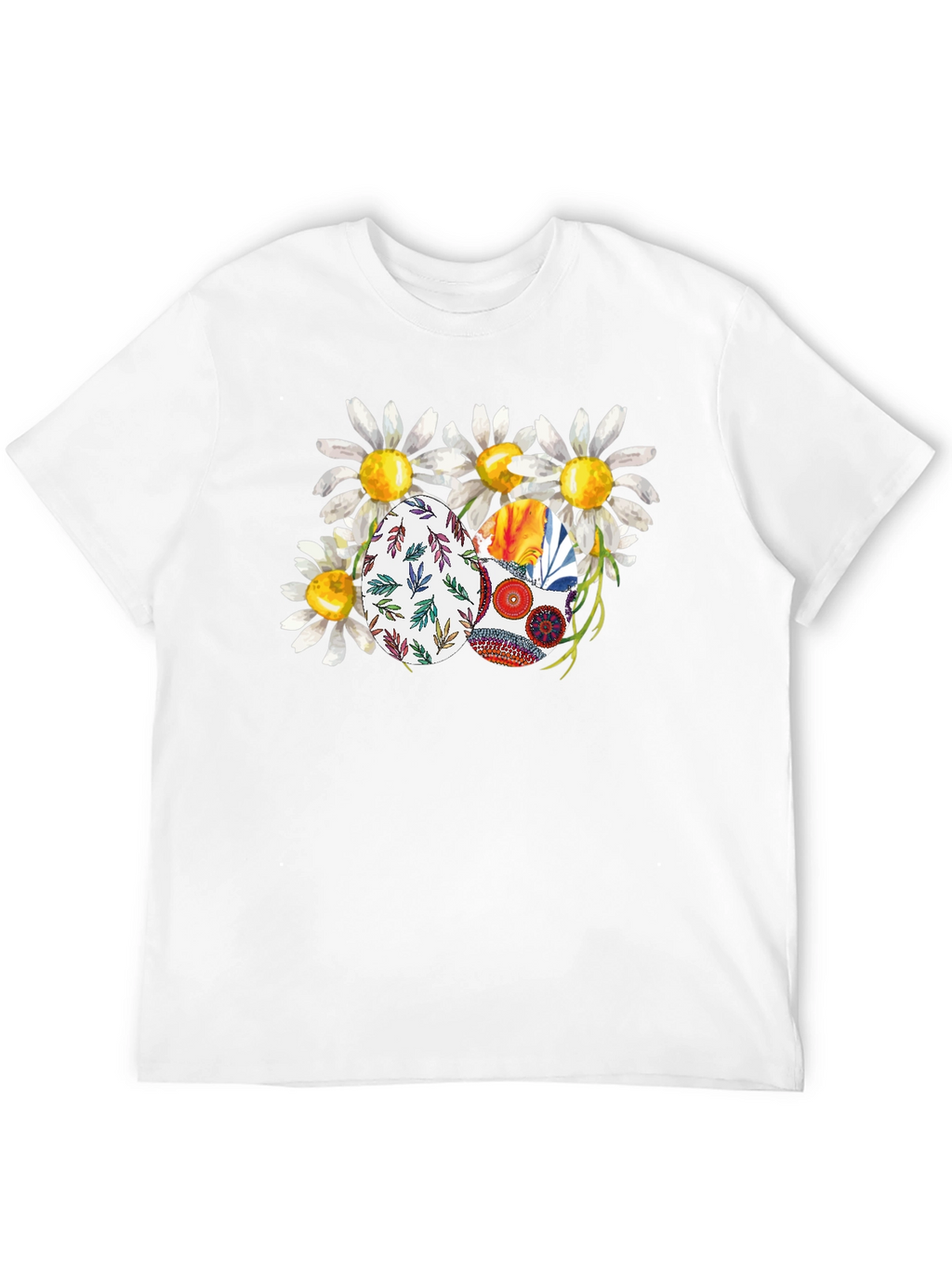 Daisy Easter Eggs Black T-Shirt