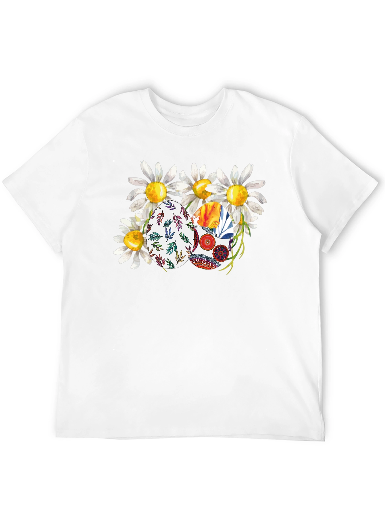 Daisy Easter Eggs Black T-Shirt