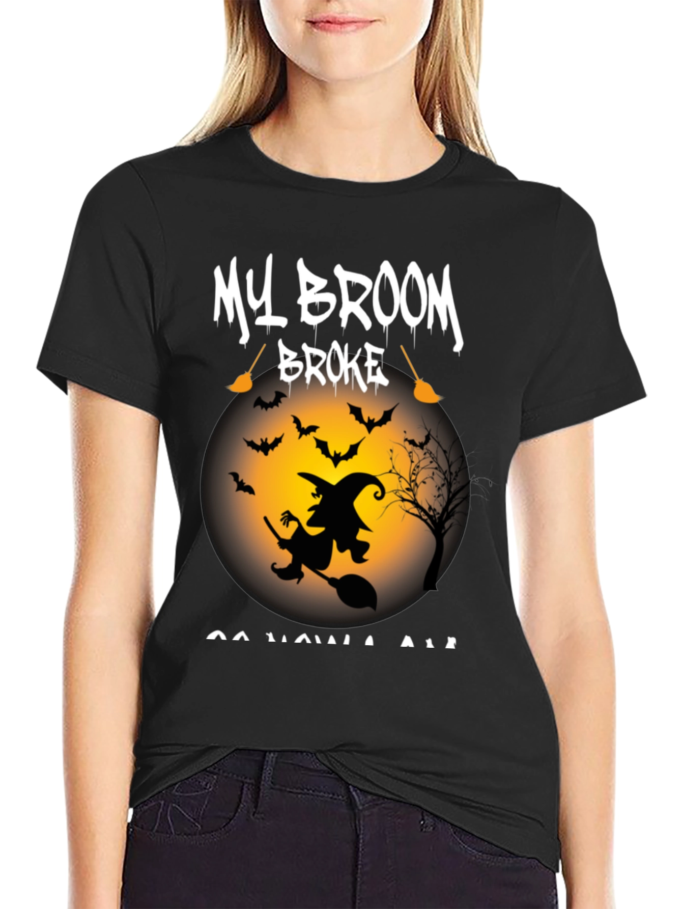 My Broom Broke T-Shirt - Halloween Witch Tee