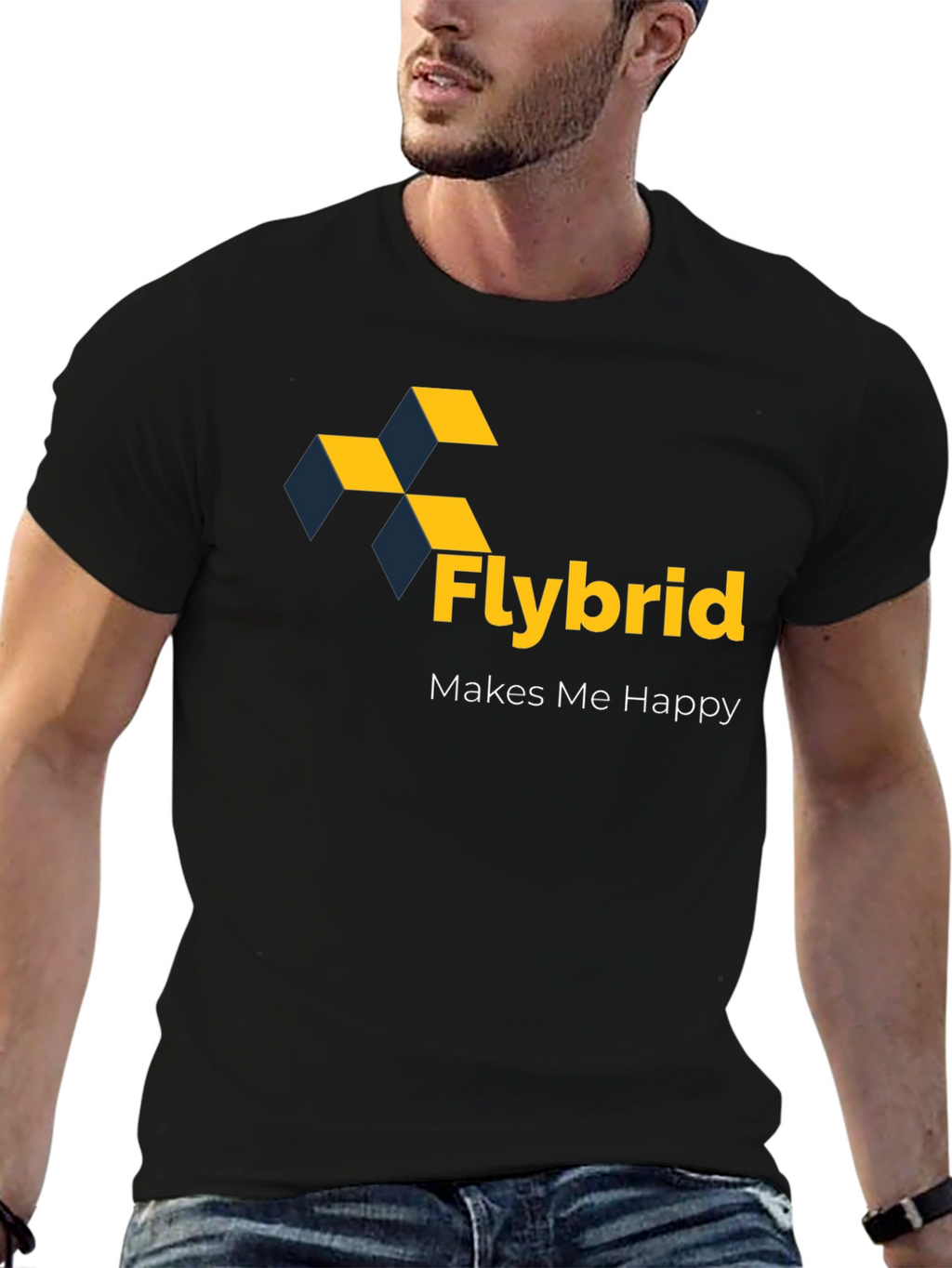 Flybrid Makes Me Happy Graphic Tee - Black