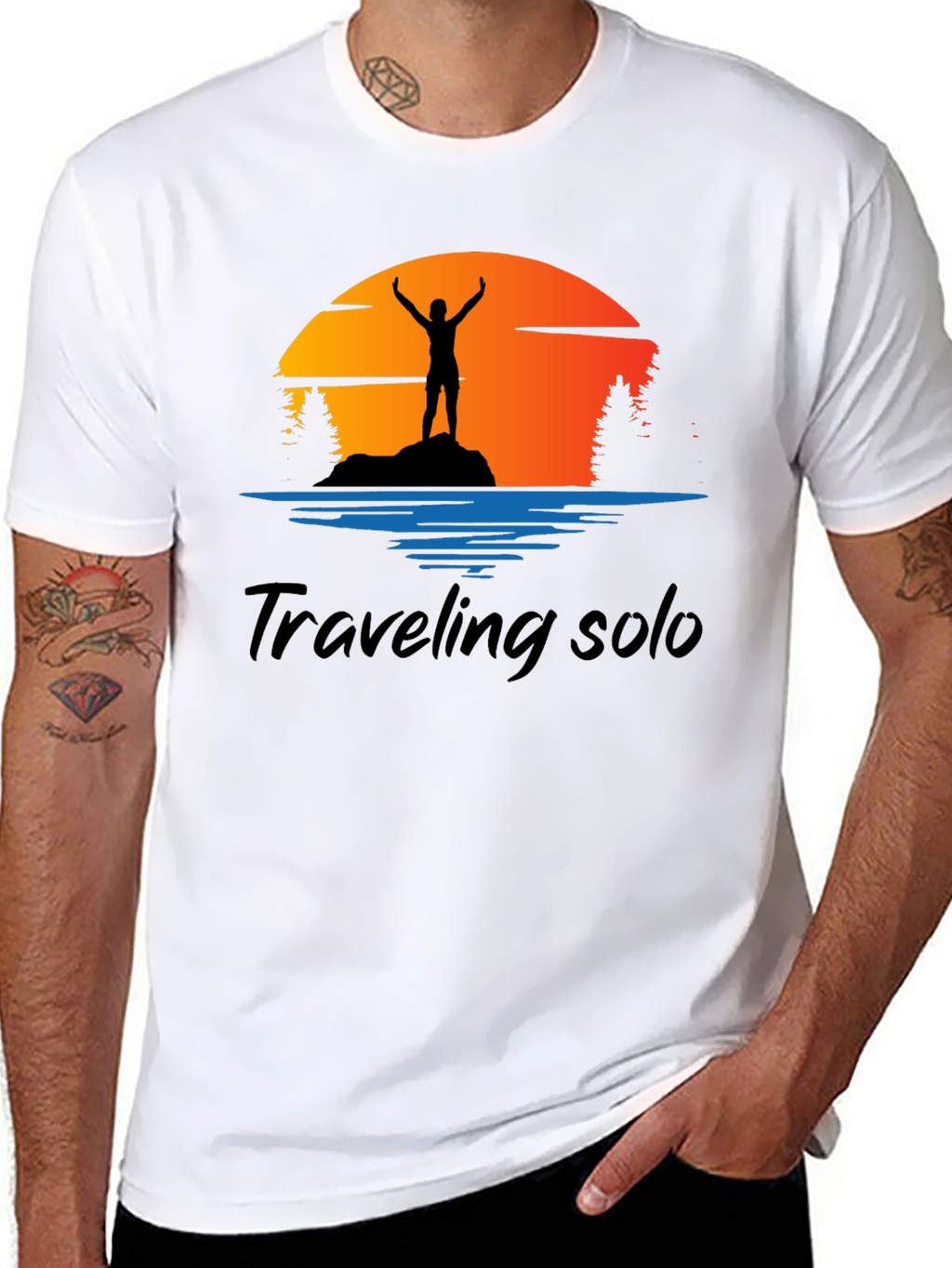Traveling Solo Black Graphic Tee Shirt