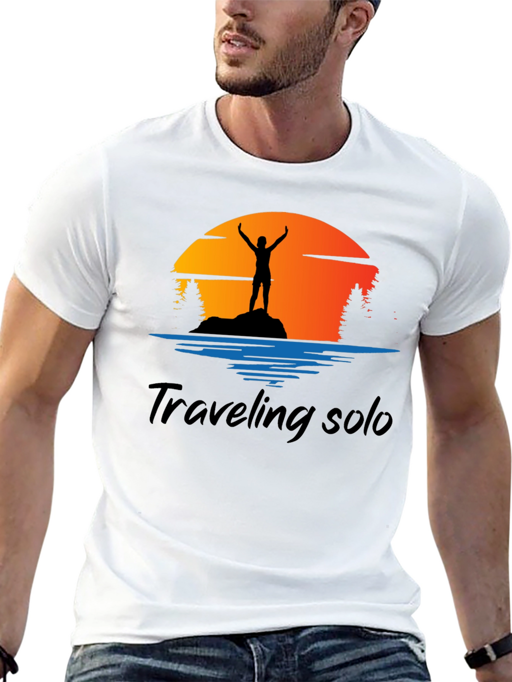 Traveling Solo Black Graphic Tee Shirt