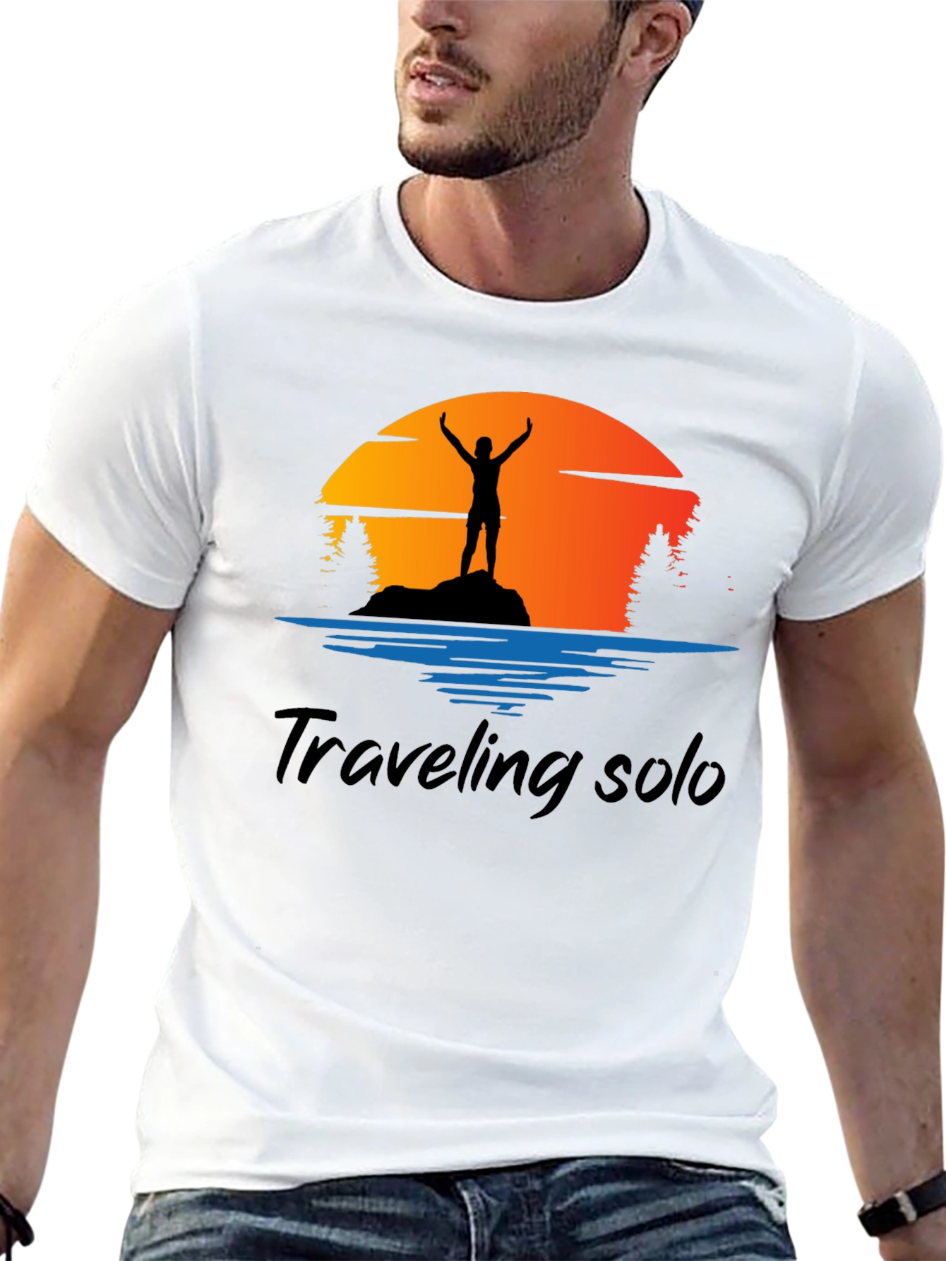 Traveling Solo Black Graphic Tee Shirt