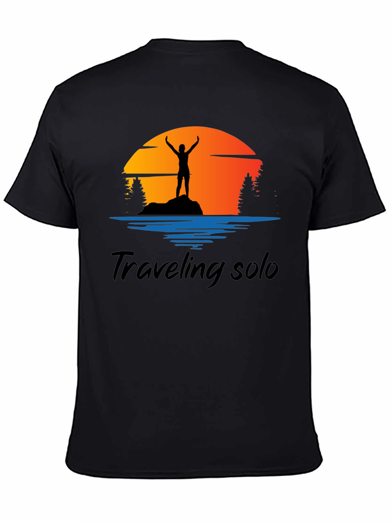 Traveling Solo Black Graphic Tee Shirt