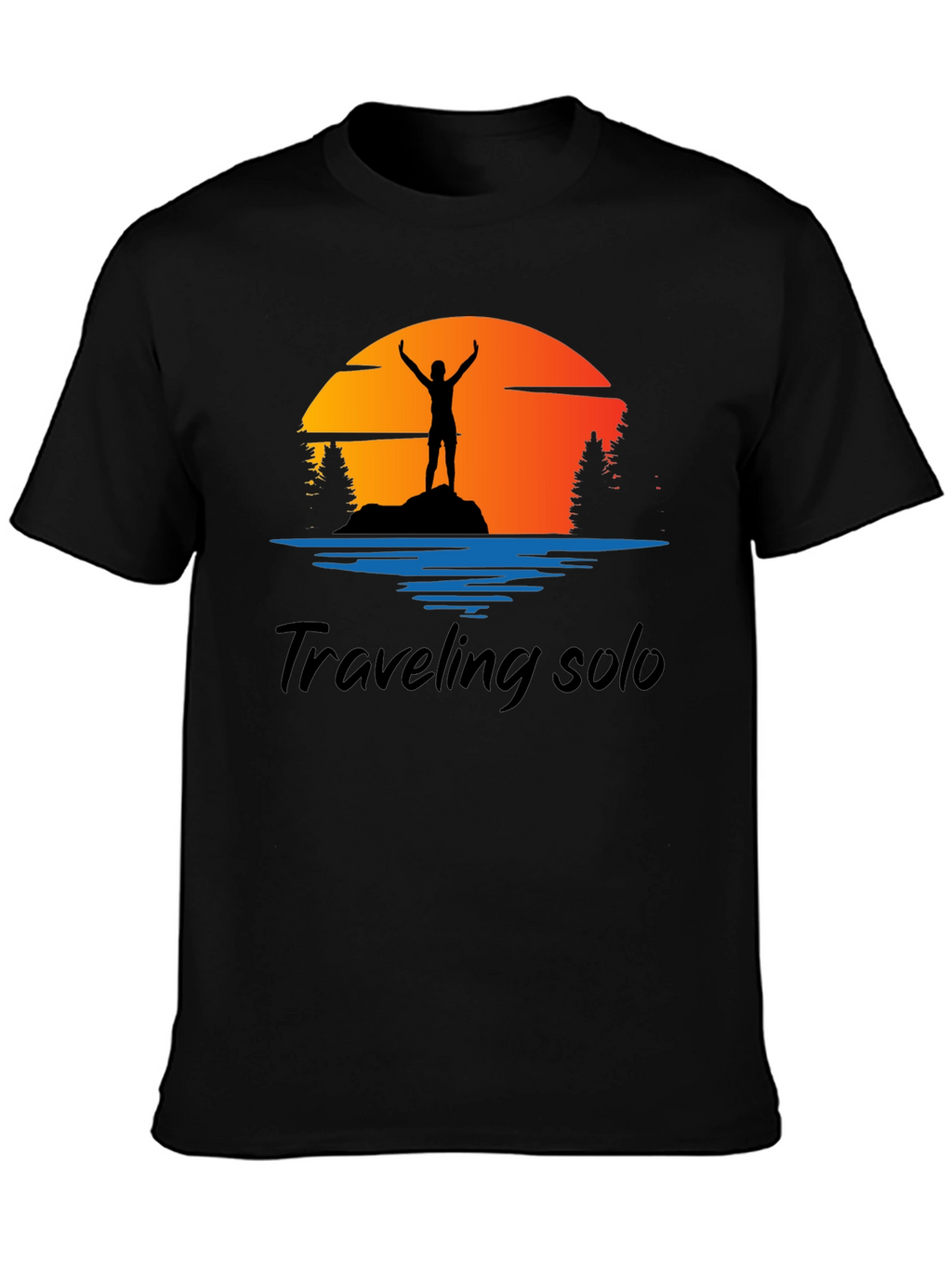 Traveling Solo Black Graphic Tee Shirt