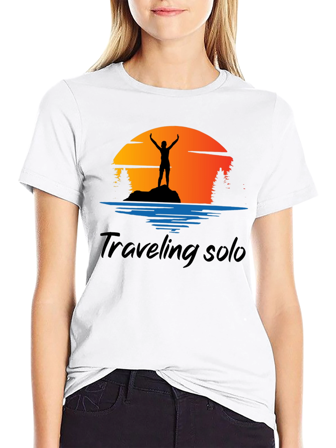 Traveling Solo Black Graphic Tee Shirt