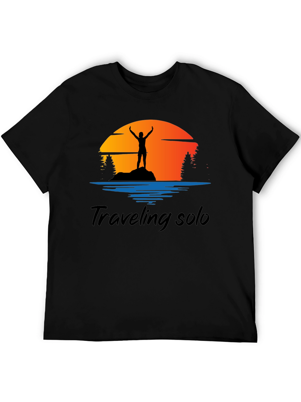 Traveling Solo Black Graphic Tee Shirt