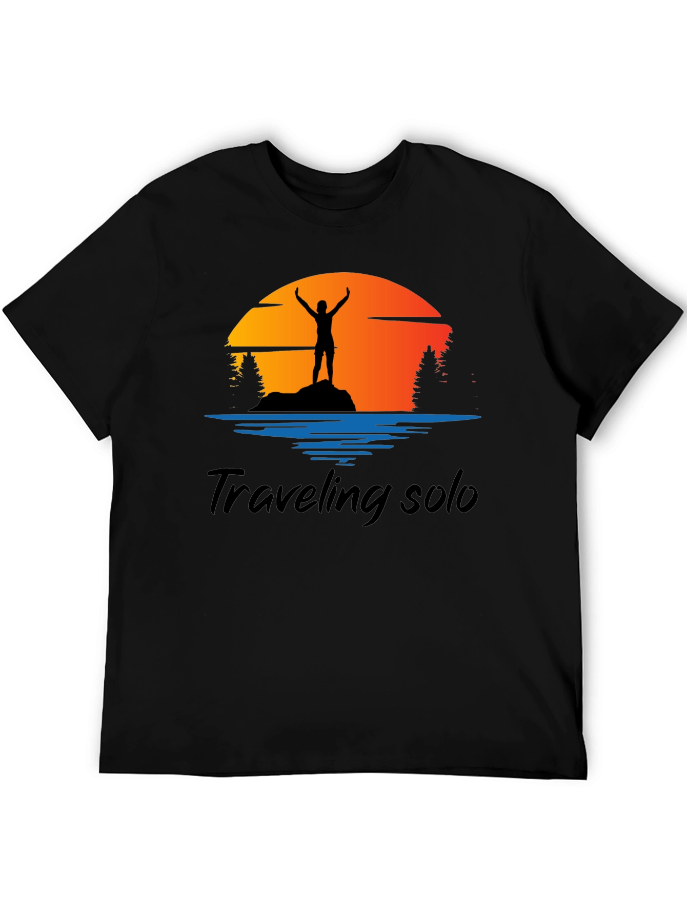 Traveling Solo Black Graphic Tee Shirt