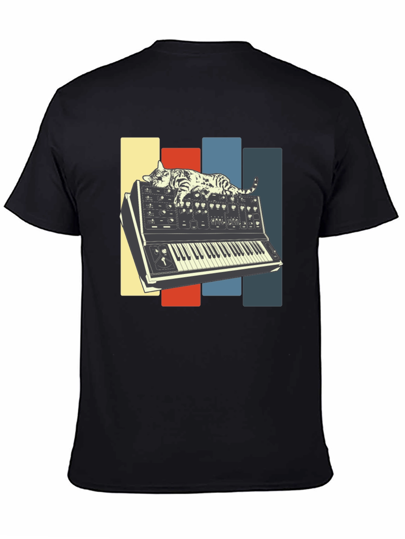 Cat Synth T-Shirt - Vintage Music Lover Tee