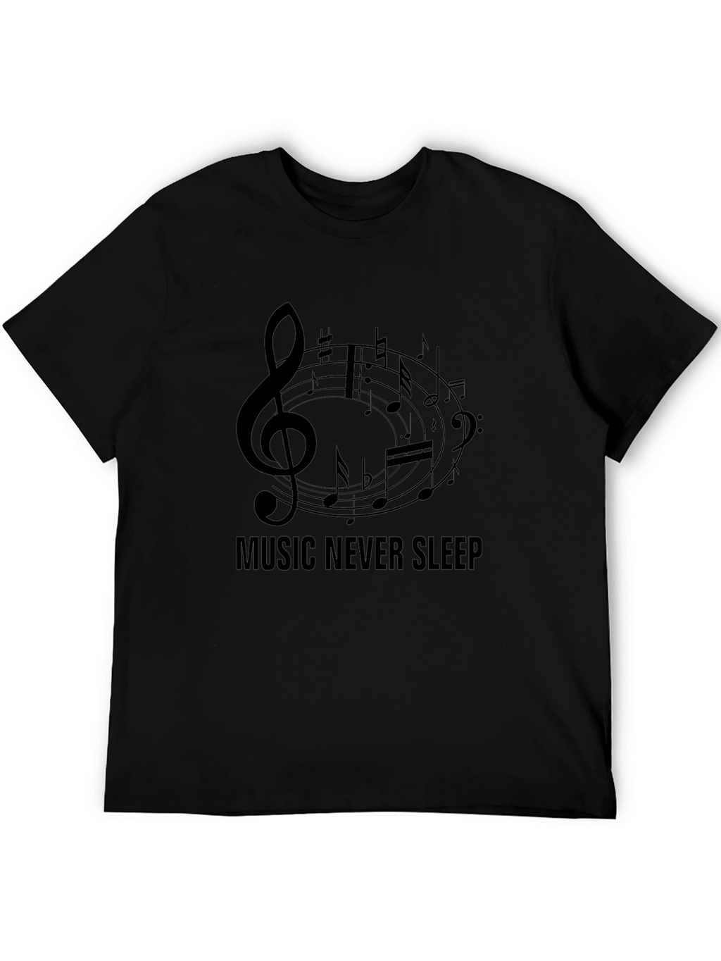 Music Never Sleep Black T-Shirt