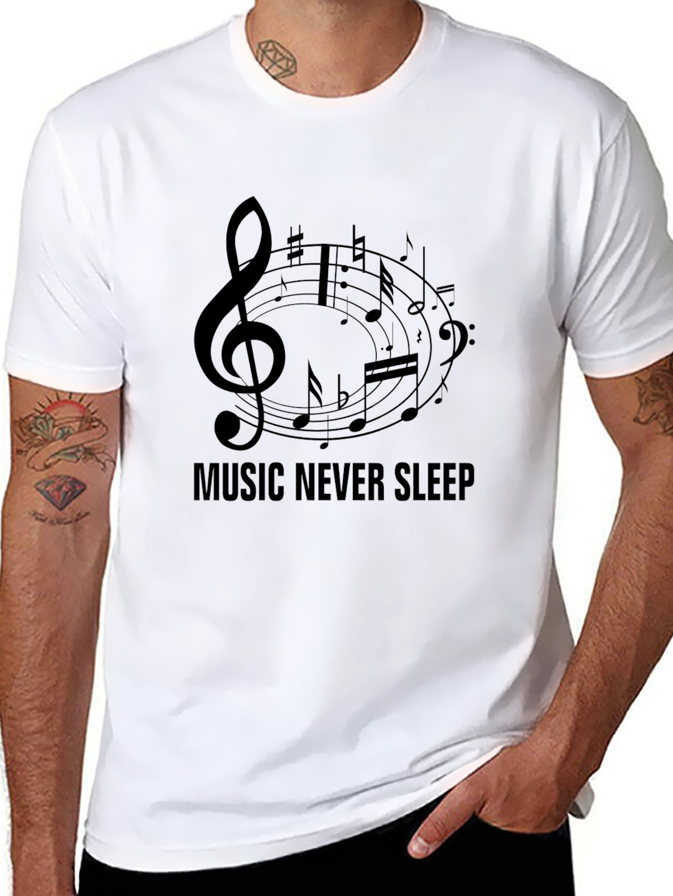 Music Never Sleep Black T-Shirt