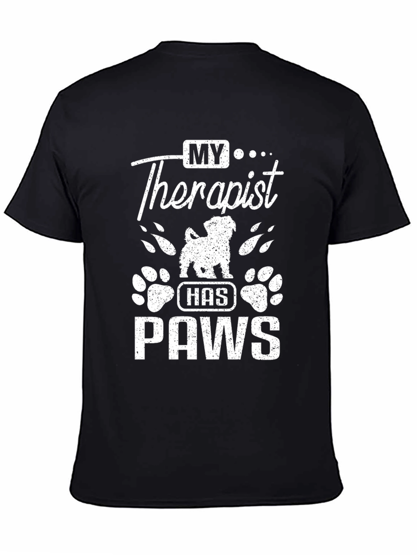 My Therapist Has Paws Black T-Shirt