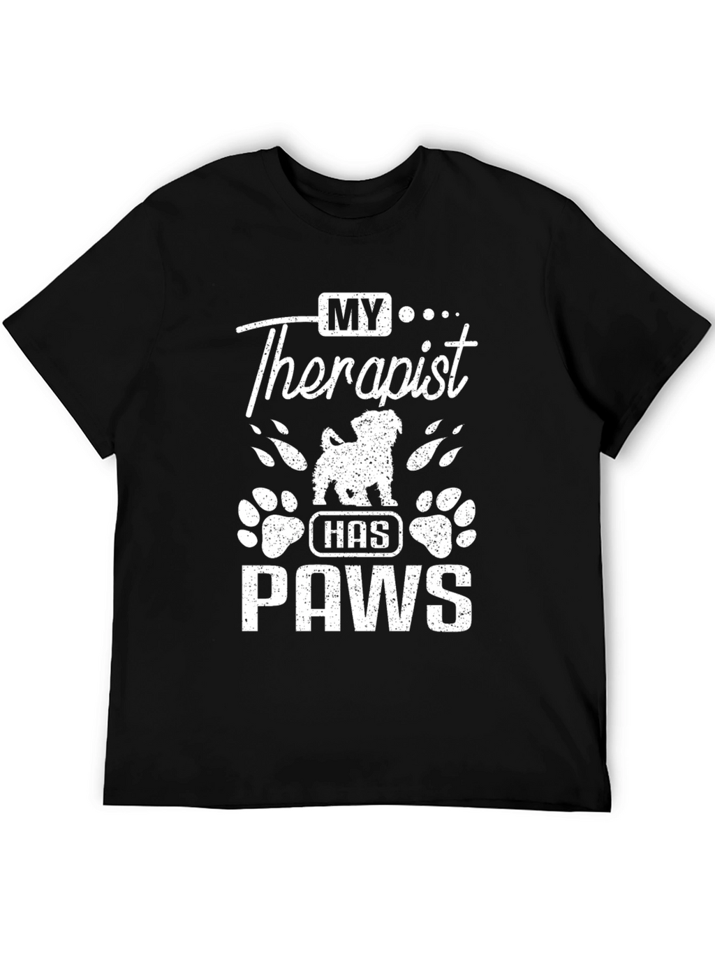 My Therapist Has Paws Black T-Shirt