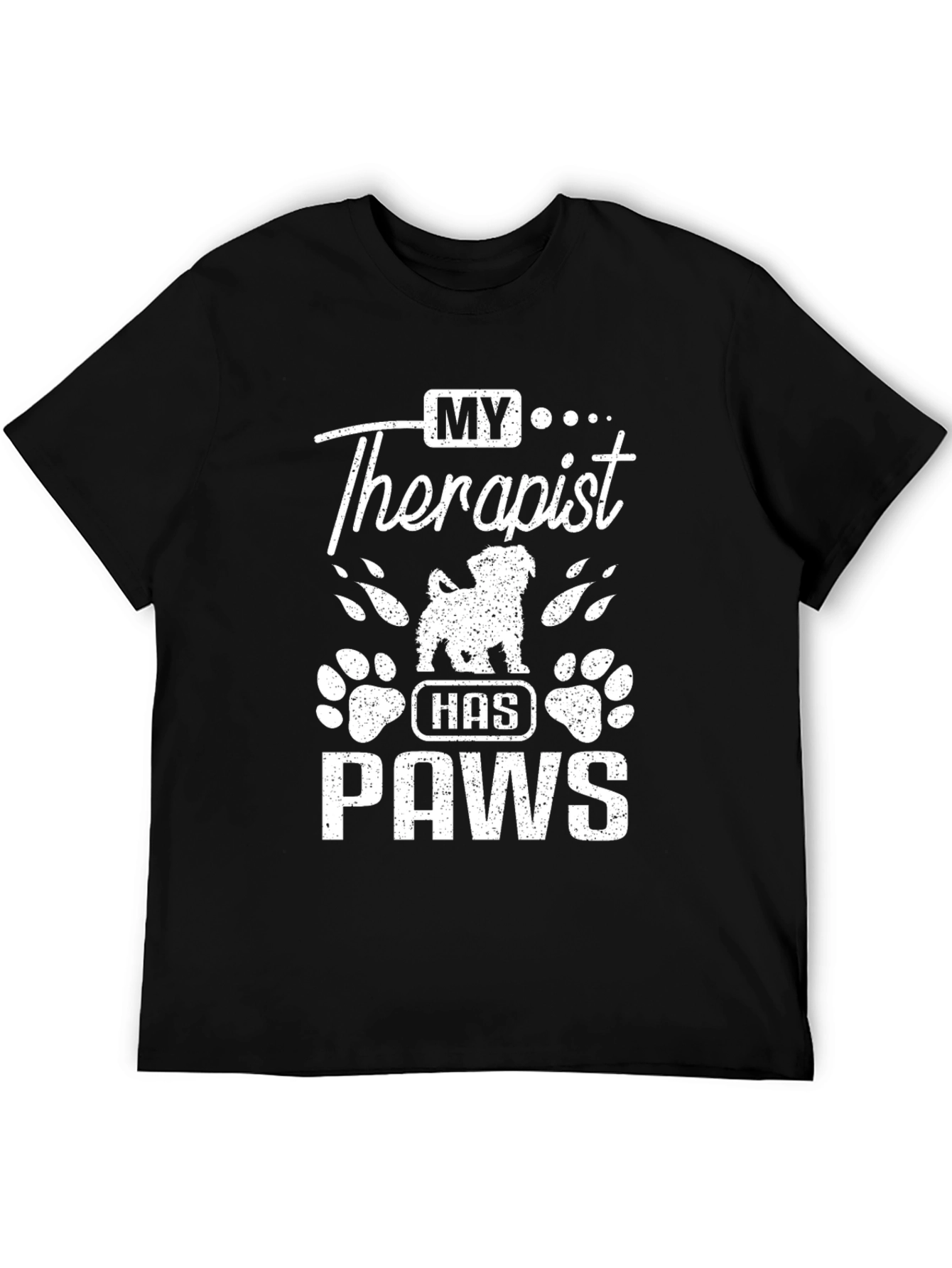 My Therapist Has Paws Black T-Shirt