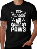 My Therapist Has Paws Black T-Shirt