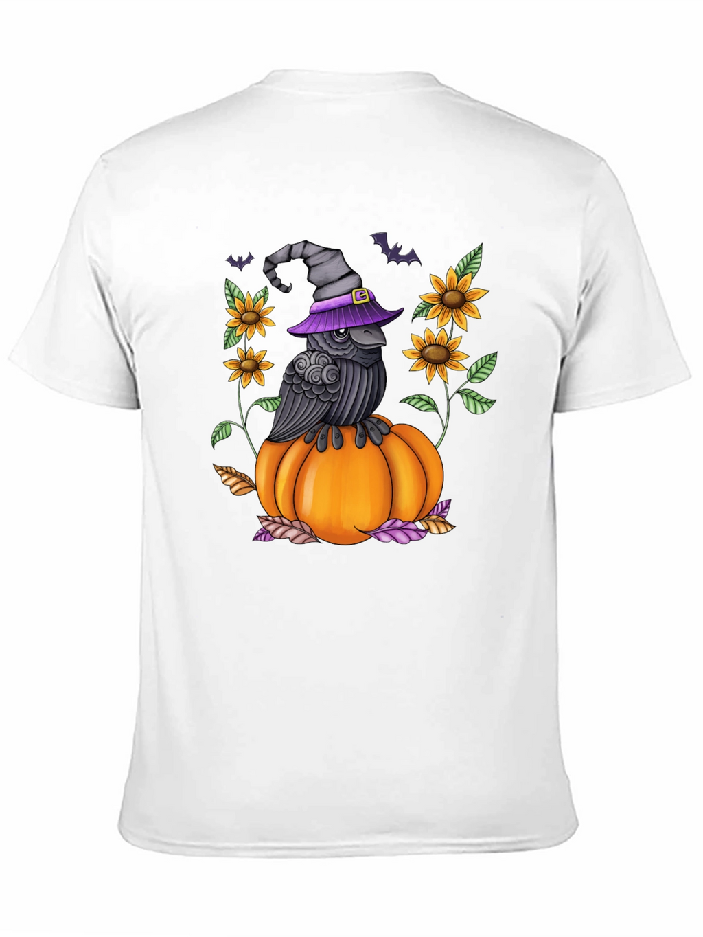 Raven on Pumpkin Halloween Graphic Tee