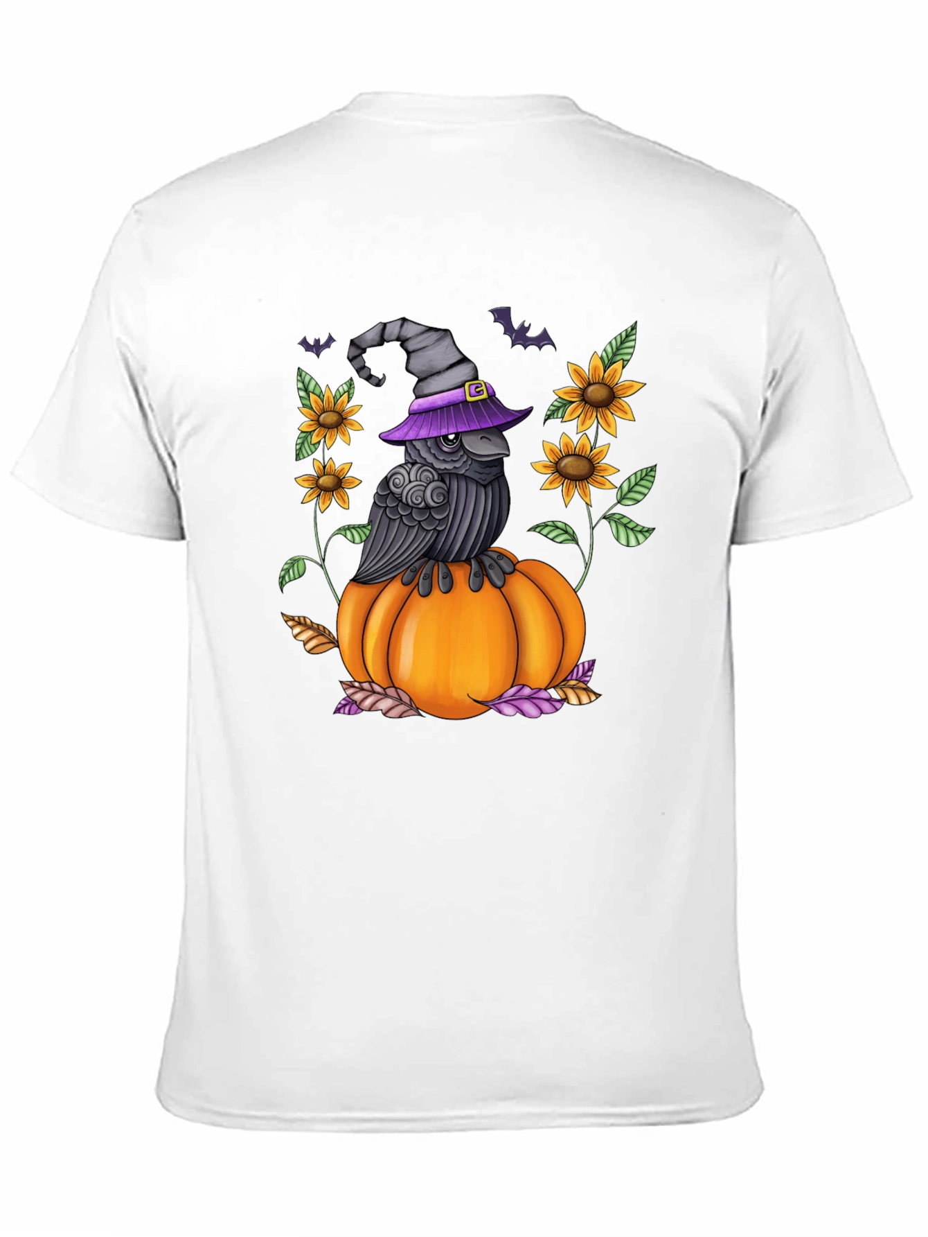 Raven on Pumpkin Halloween Graphic Tee