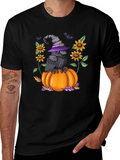 Raven on Pumpkin Halloween Graphic Tee