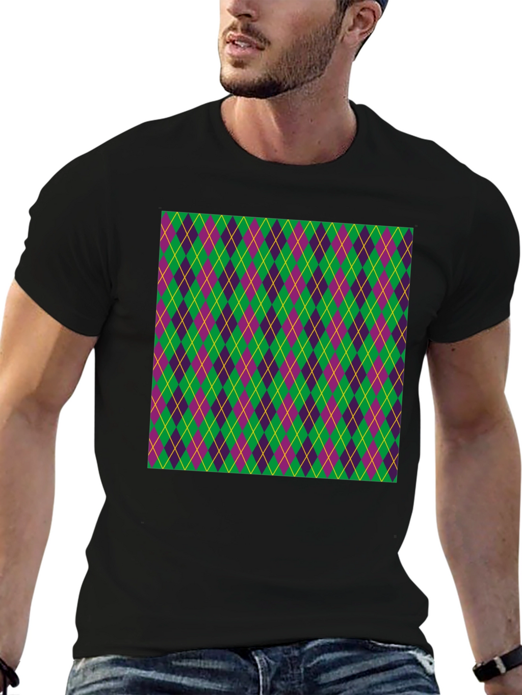 Mardi Gras Argyle T-Shirt Festival Fashion