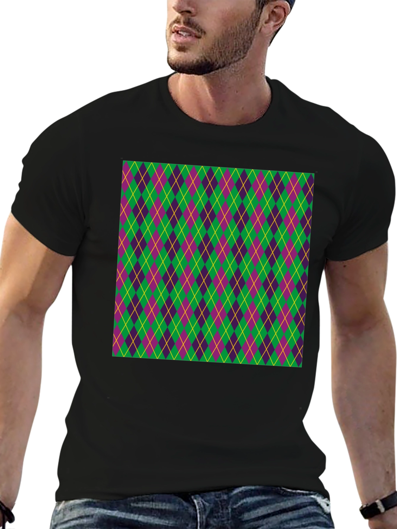 Mardi Gras Argyle T-Shirt Festival Fashion