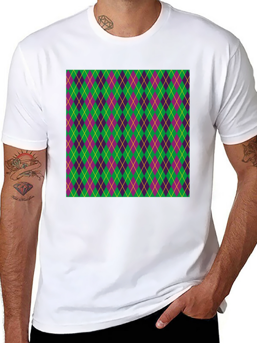 Mardi Gras Argyle T-Shirt Festival Fashion