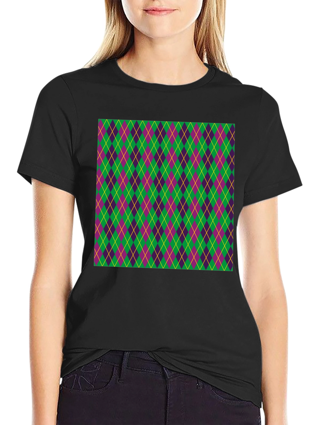 Mardi Gras Argyle T-Shirt Festival Fashion