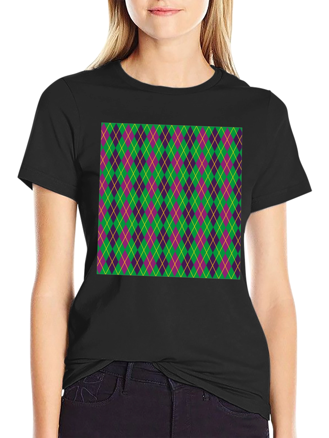 Mardi Gras Argyle T-Shirt Festival Fashion
