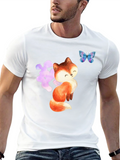 Cute Fox & Butterfly Graphic Tee