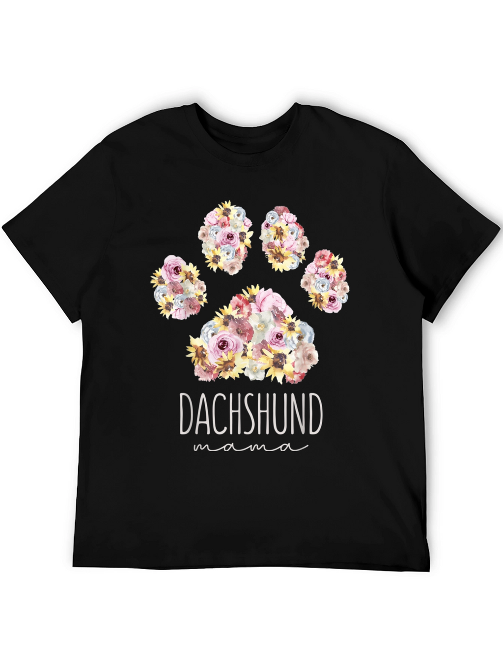 Dachshund Mama Floral Paw Print T-Shirt