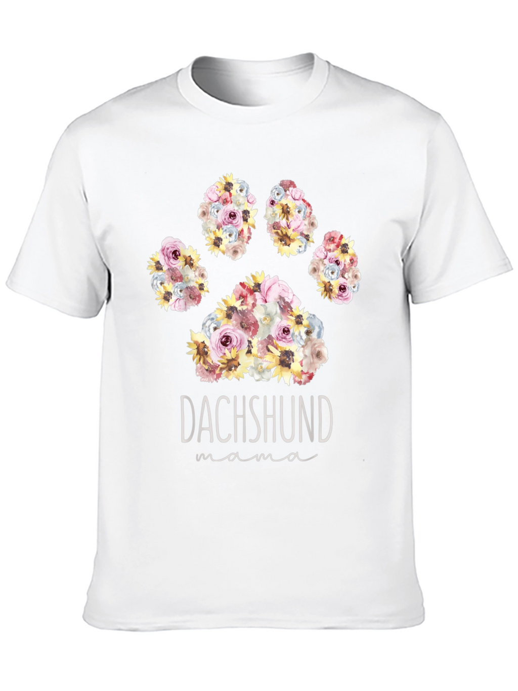 Dachshund Mama Floral Paw Print T-Shirt