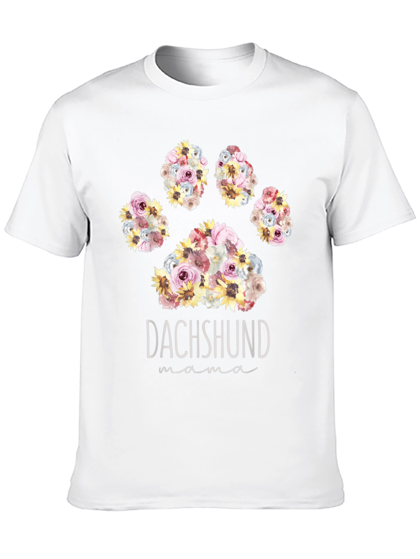 Dachshund Mama Floral Paw Print T-Shirt